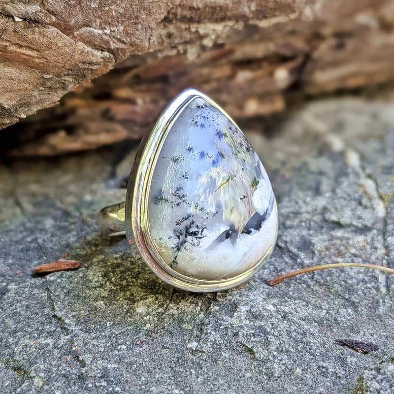Bague en opale dendritique argent Bague en opale dendritique argent