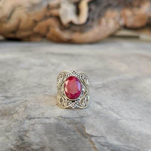 Bague rubis indien argent