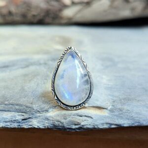 Grosse bague en pierre de lune argent