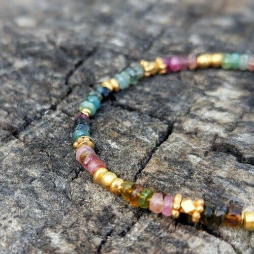 Bracelet pierres tourmaline multicolore or