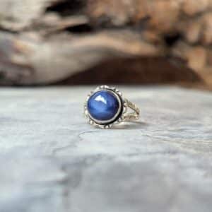 Bague argent et saphir indien bleu