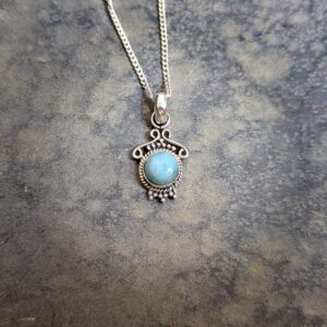 Petit pendentif larimar argent AMOUR