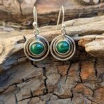 Boucles d'oreilles argent et malachite