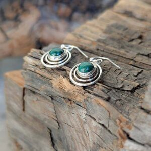 Boucles d'oreilles argent et malachite