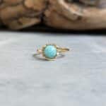 Bague amazonite et zircons FLEUR