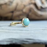Bague amazonite et zircons FLEUR