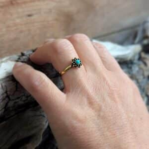 Bague turquoise ajustable soleil