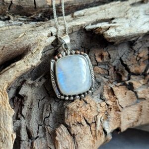 Pendentif ethnique argent et pierre de lune