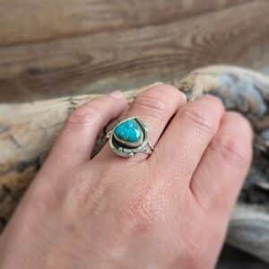 Bague ethnique amazonite argent ajustable COEUR