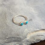 Bague fine ajustable turquoise argent DUO