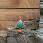 Bague ethnique turquoise argent ajustable PAON