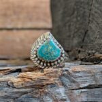 Bague ethnique turquoise argent ajustable PAON