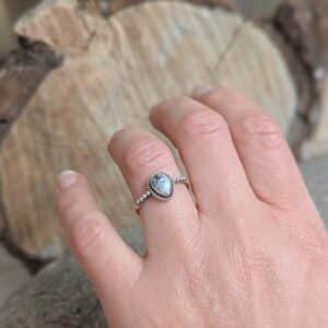 Bague fine opale dendritique argent TIKA