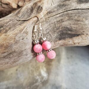 Boucles d'oreilles en rhodochrosite rose