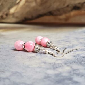 Boucles d'oreilles en rhodochrosite rose