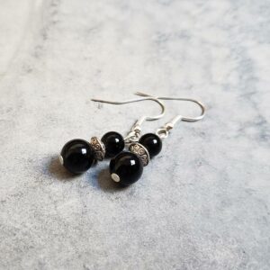 Boucles d'oreilles onyx noir YIN YANG