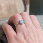 Bague fine calcédoine argent perlé