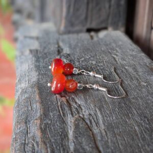 Boucles d'oreilles en cornaline rouge