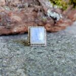 Bague pierre de lune argent ajustable